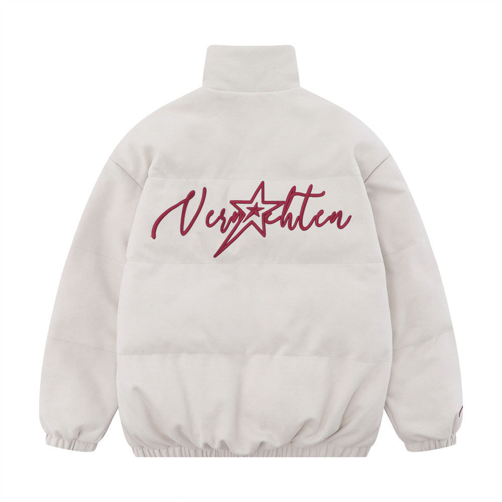 High Street Fashion Brand Embroidered Letters Stand-up Collar Cotton-padded Coat Coat