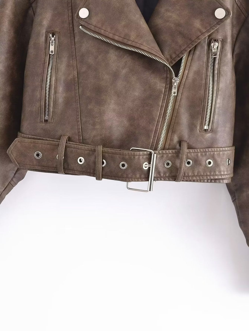 Women’s Gradient Washable PU Leather Jacket