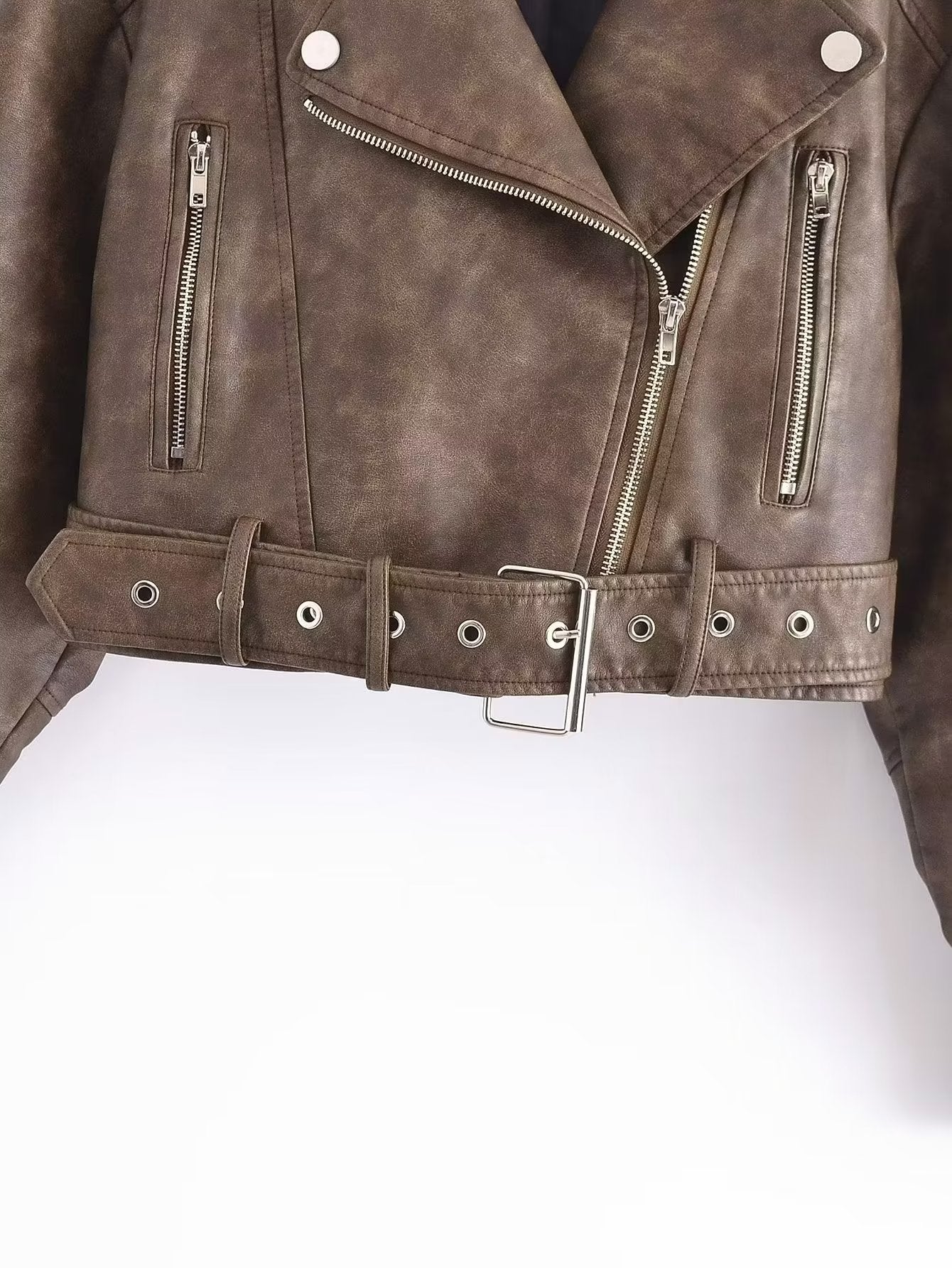 Women’s Gradient Washable PU Leather Jacket