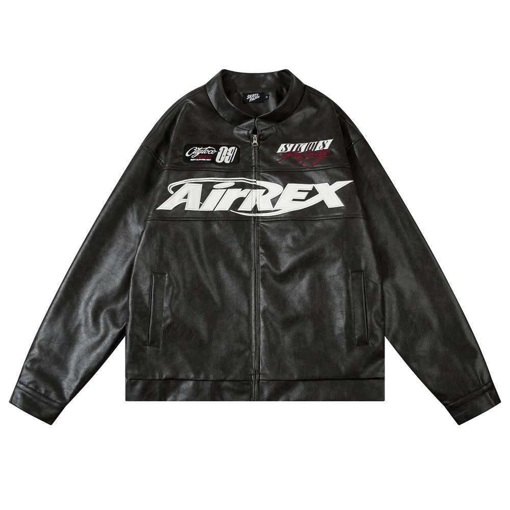 ValorMen Embroidered PU Leather Jacket