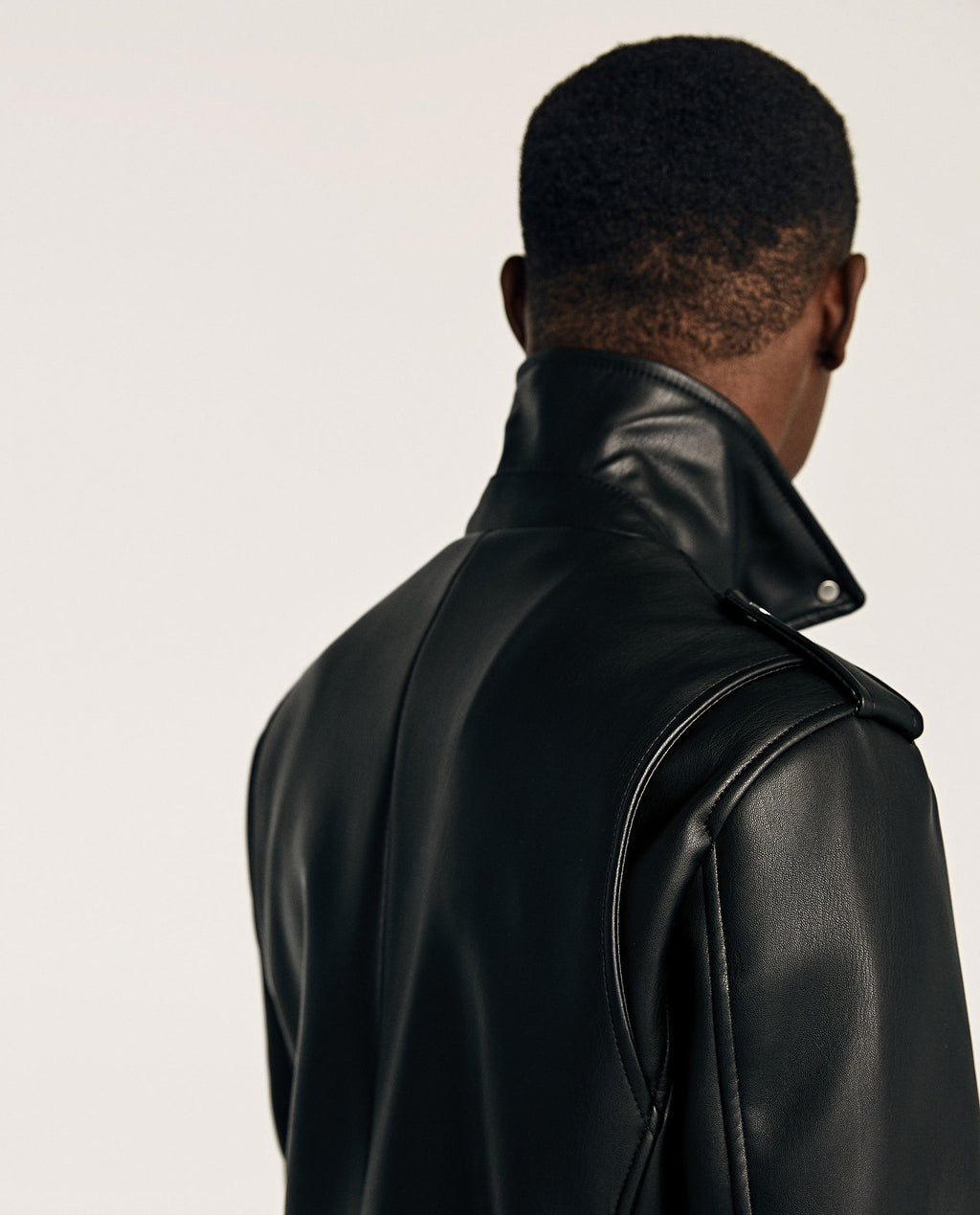 Small Lapel Belted Leather Motorcycle Jacket