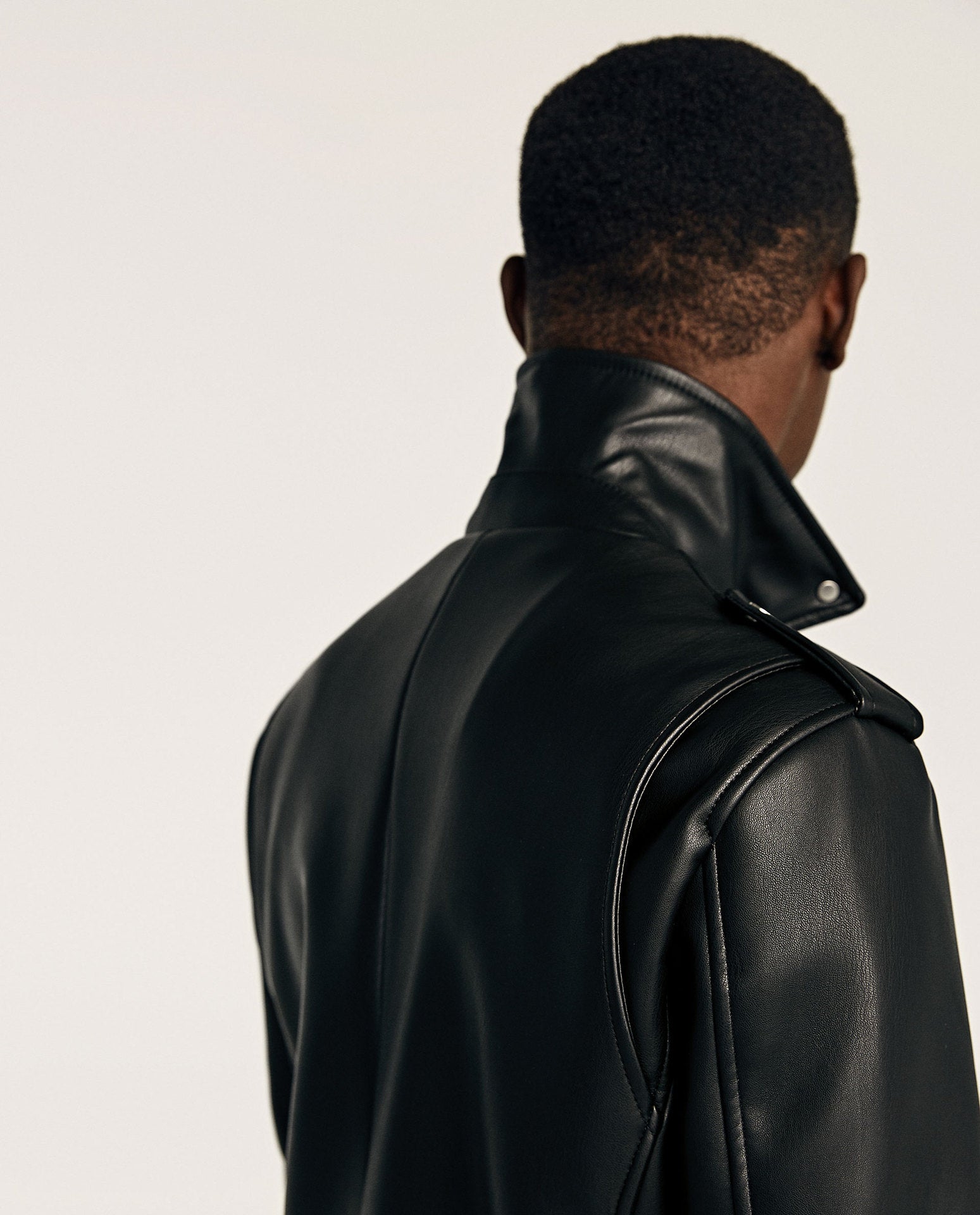 Small Lapel Belted Leather Motorcycle Jacket