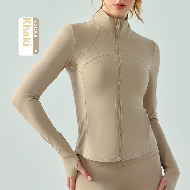 Autumn And Winter Slim Fit Slimming Zipper Yoga Clothes Long Sleeve Outdoor Workout Top