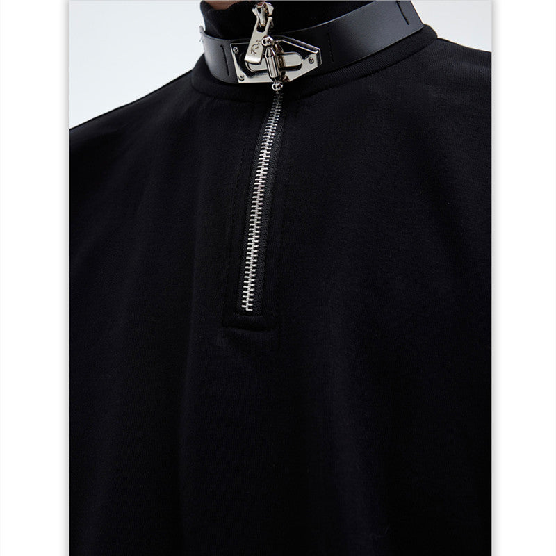 AegisFit Stand-Collar Leather-Buckle Slim Base Shirt