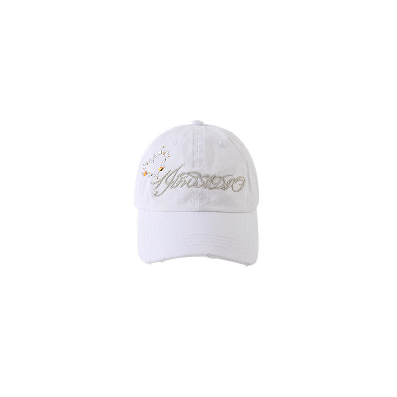 Embroidered Retro Crystal Denim Cap