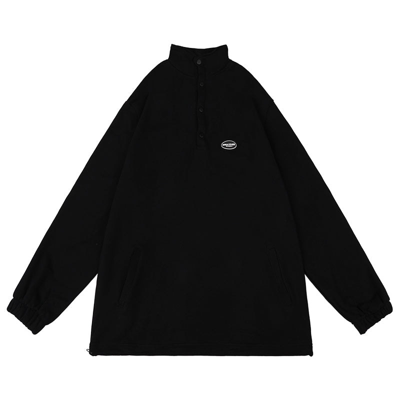 Retro Stand Collar Plus Velvet Pullover Sweater