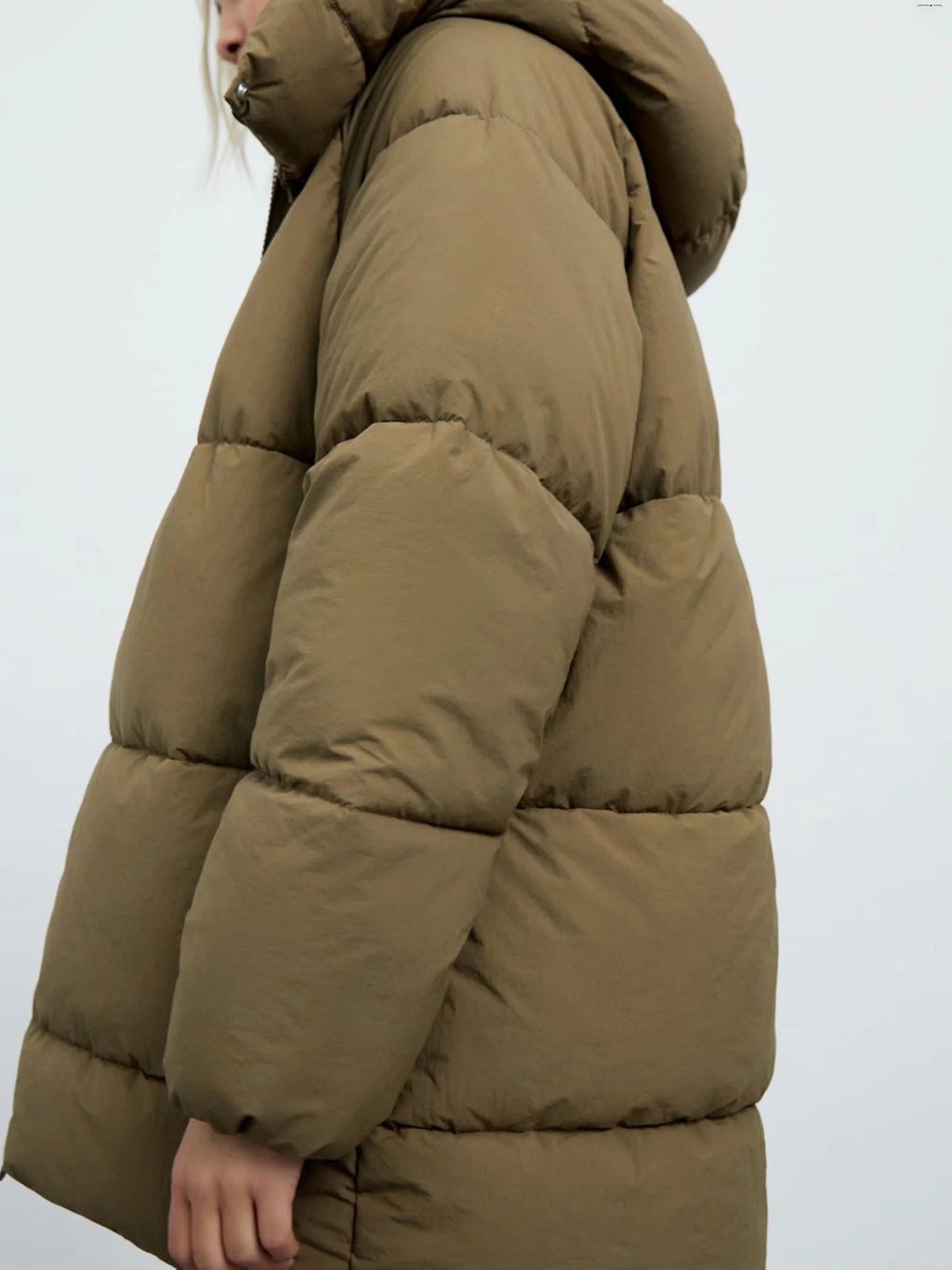 European And American Style Street Loose Hooded Simple Padded Jacket