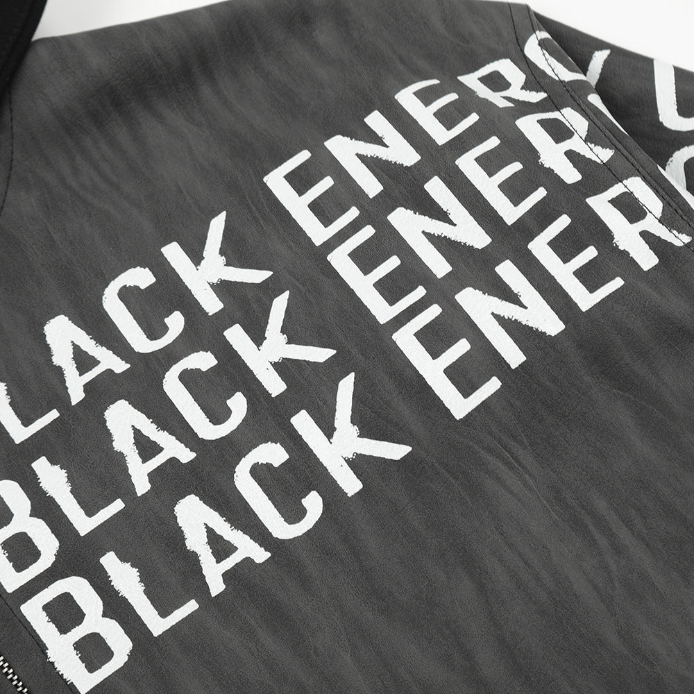 American Letter Signature PU Leather Jacket