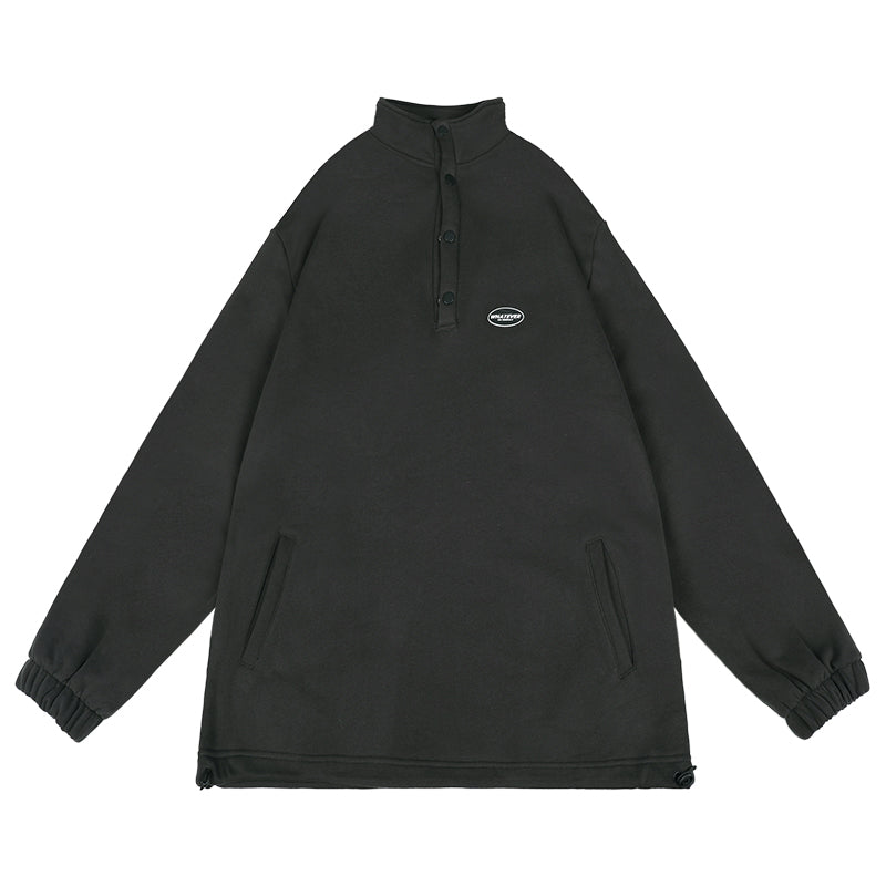 Retro Stand Collar Plus Velvet Pullover Sweater