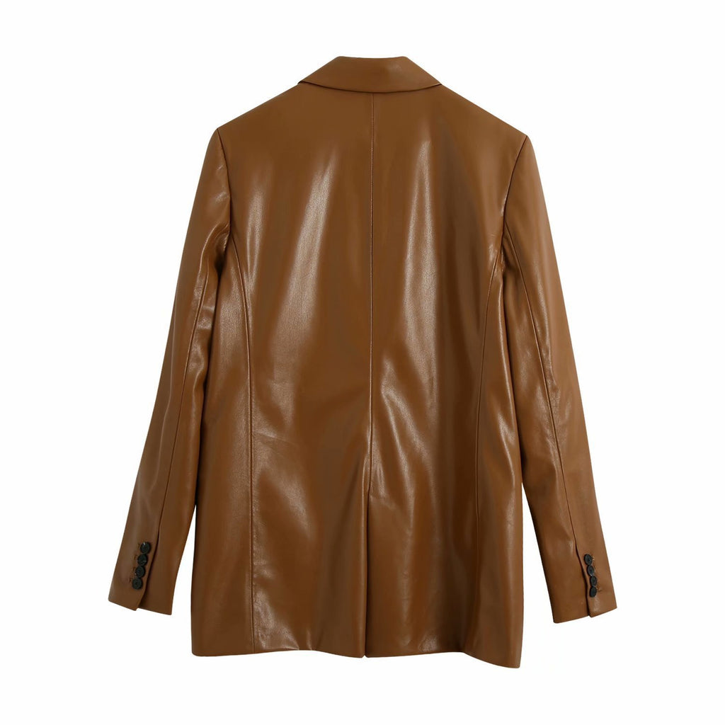 PU Leather Suit Jacket