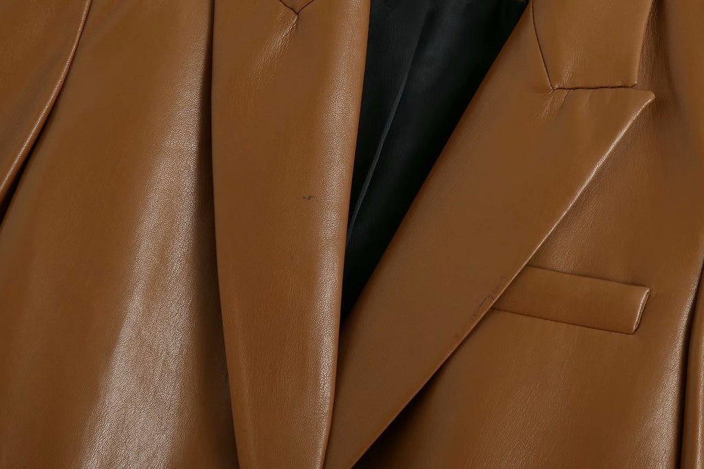 PU Leather Suit Jacket