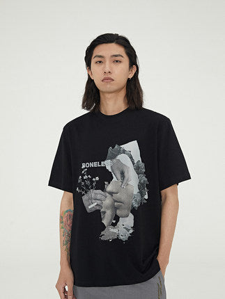 VintageBloom Portrait Print Loose Tee