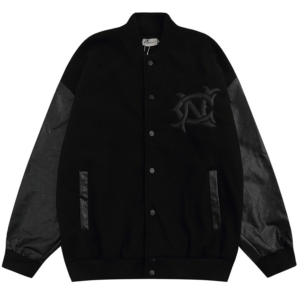 HaloGuard Embroidered Angel Varsity Bomber Jacket