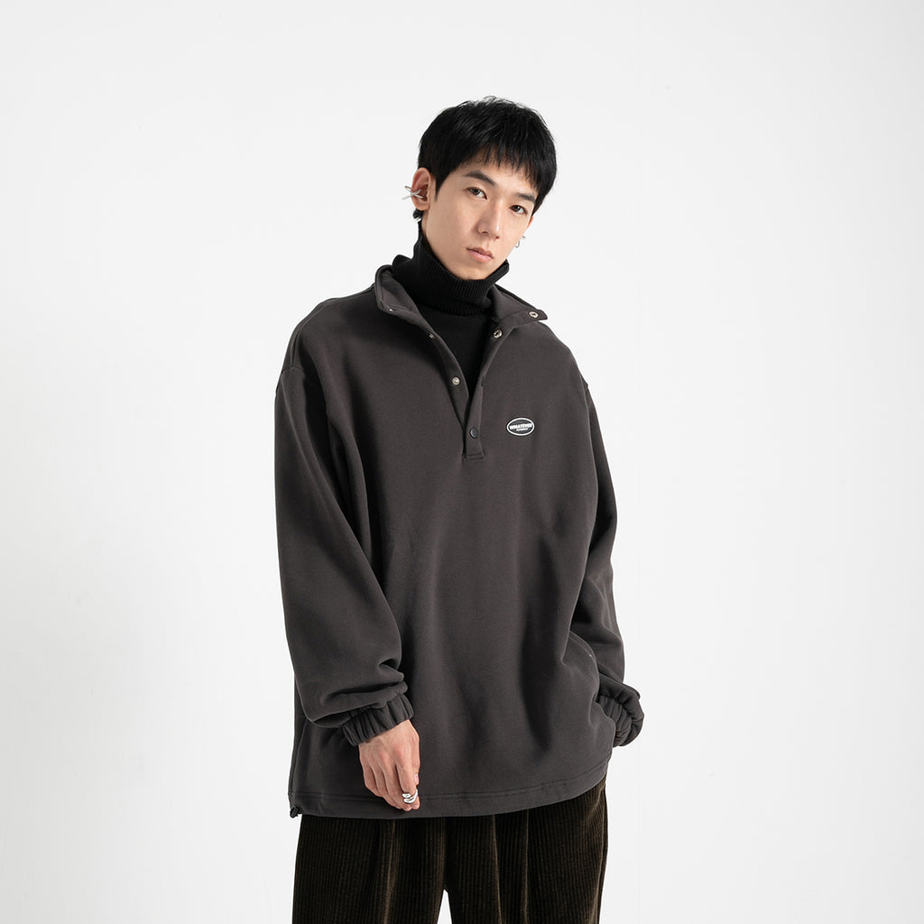 Retro Stand Collar Plus Velvet Pullover Sweater