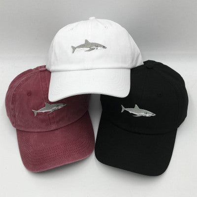 mbroidered Shark Baseball Cap