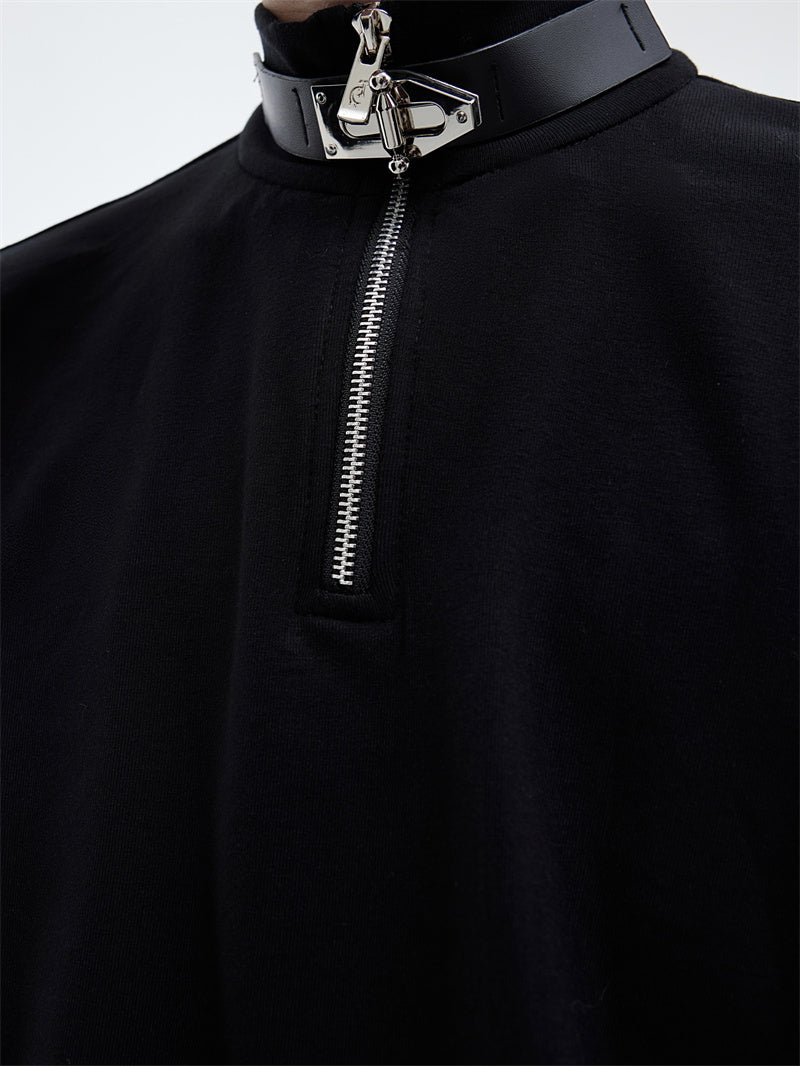 AegisFit Stand-Collar Leather-Buckle Slim Base Shirt