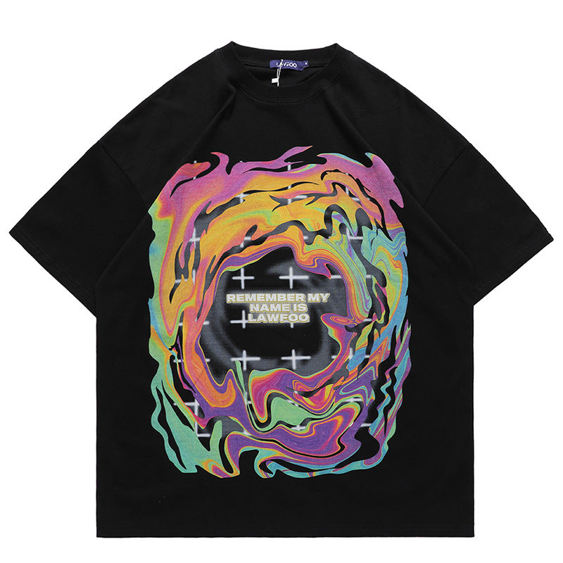 AquaFlow Liquid Print Oversized Tee