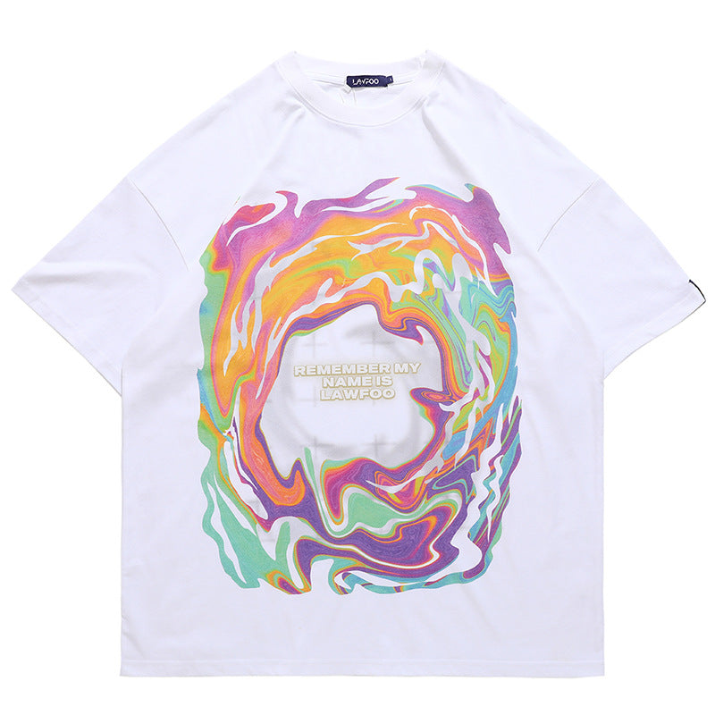 AquaFlow Liquid Print Oversized Tee
