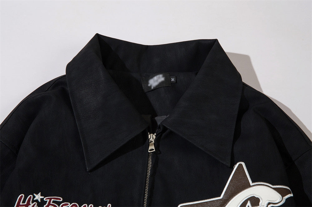 Men’s Leather Polo Collar Jacket