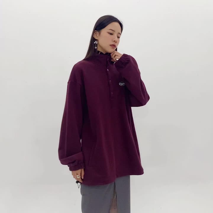 Retro Stand Collar Plus Velvet Pullover Sweater