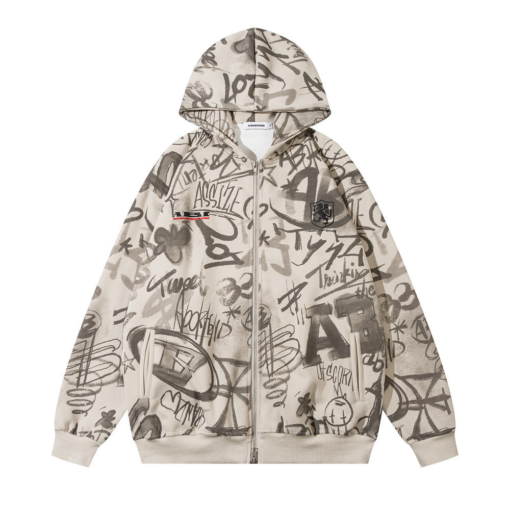 Men’s Graffiti Print Hoodie – Urban Street Edition