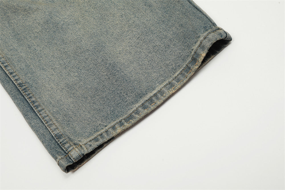 American-Style Distressed Washed Jeans