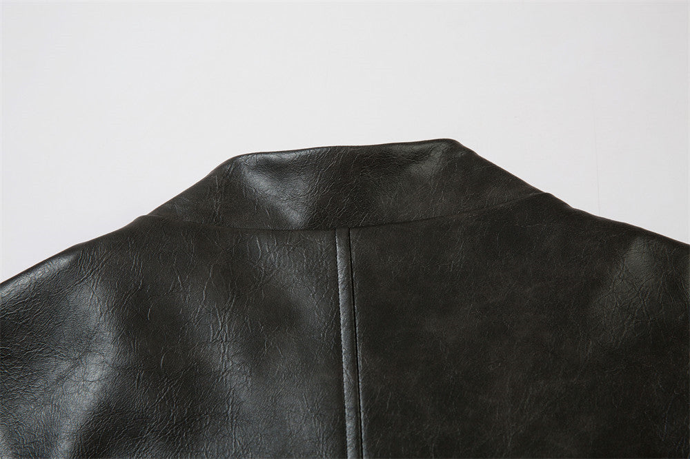 ValorMen Embroidered PU Leather Jacket