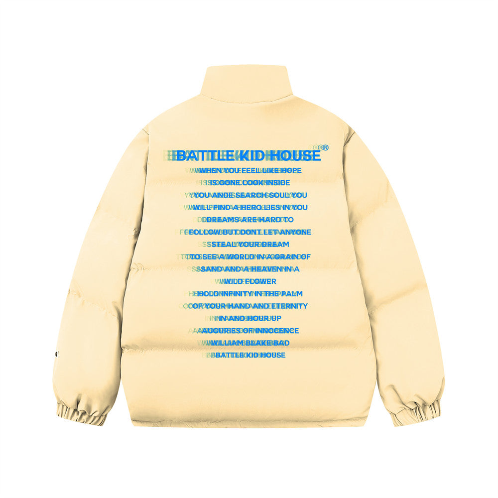 Printed Stand Collar Cotton-Padded Coat