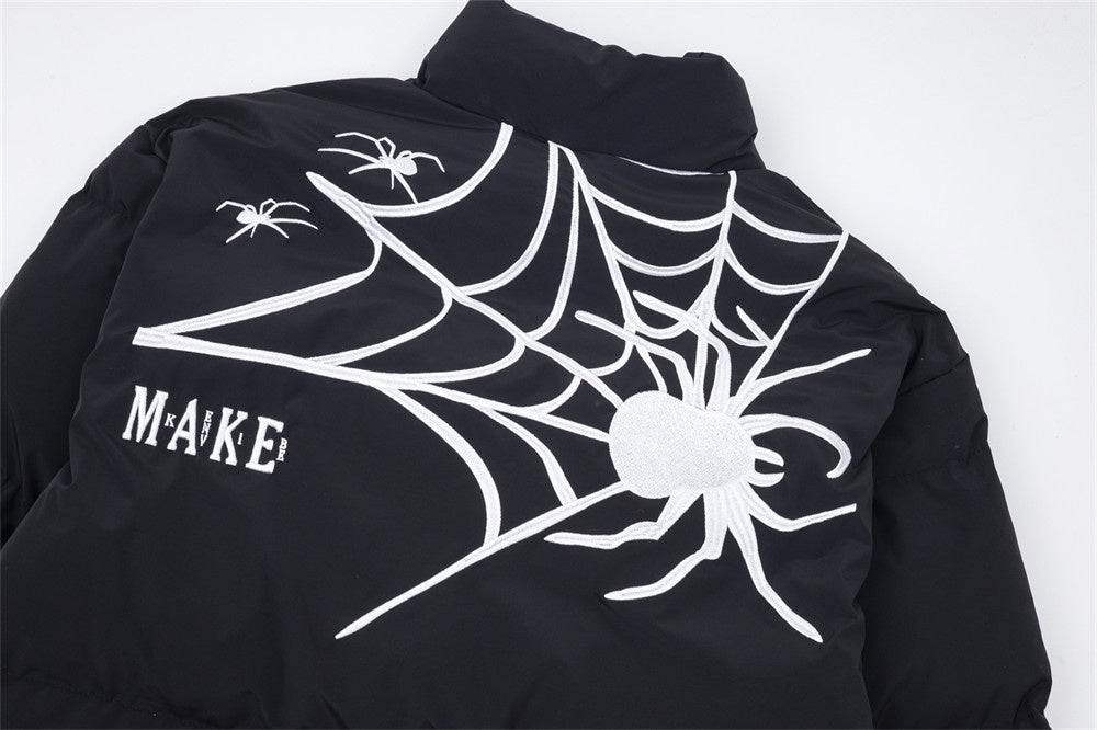 Men's Spider Web Paddle Printing Stand-up Collar Cotton-padded Clothes