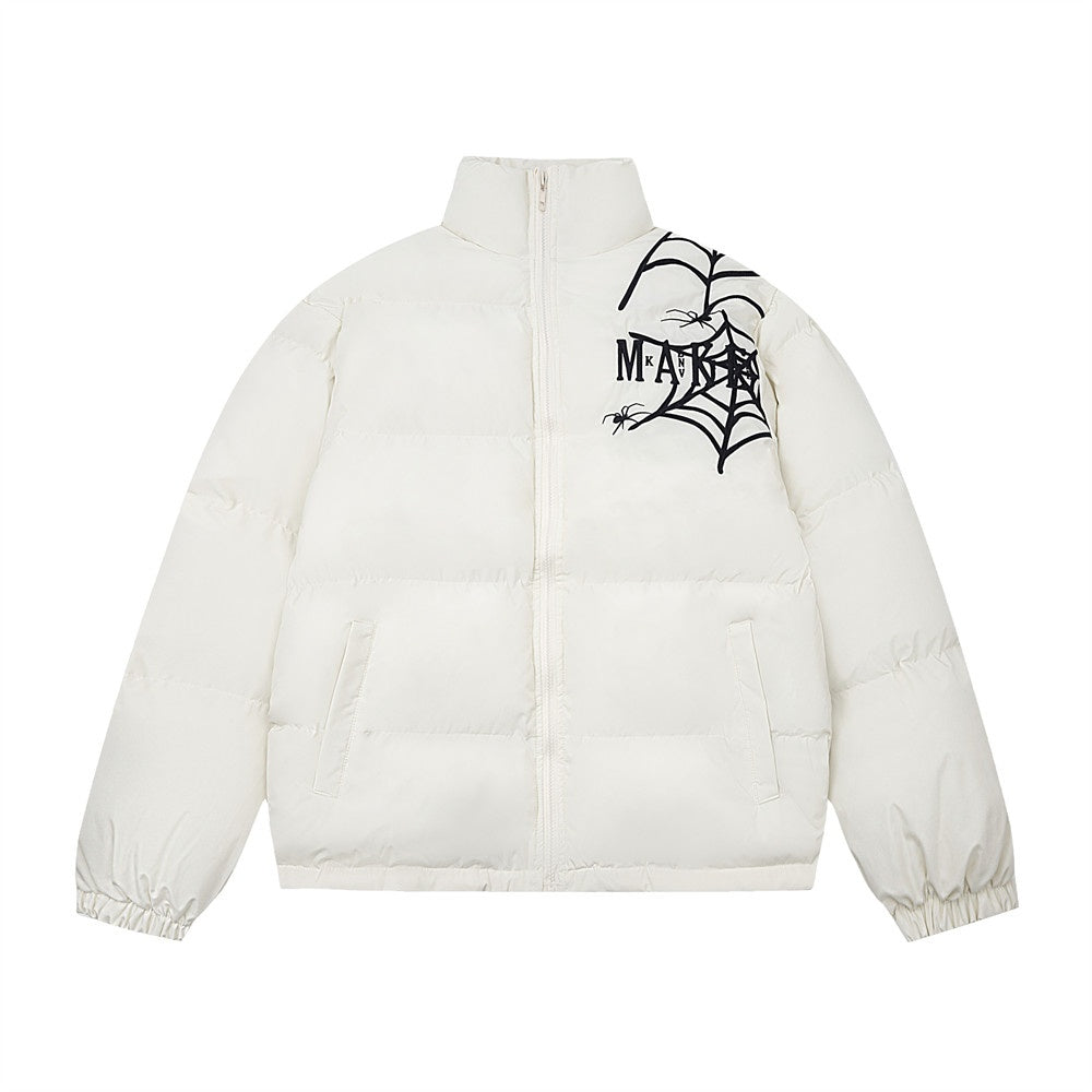 Men's Spider Web Paddle Printing Stand-up Collar Cotton-padded Clothes