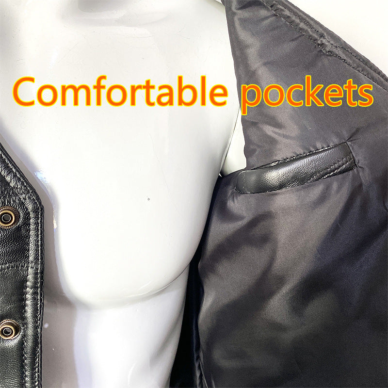 Men’s Genuine Cowhide Slim Riding Leather Vest