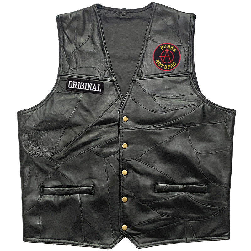 Men’s Genuine Cowhide Slim Riding Leather Vest