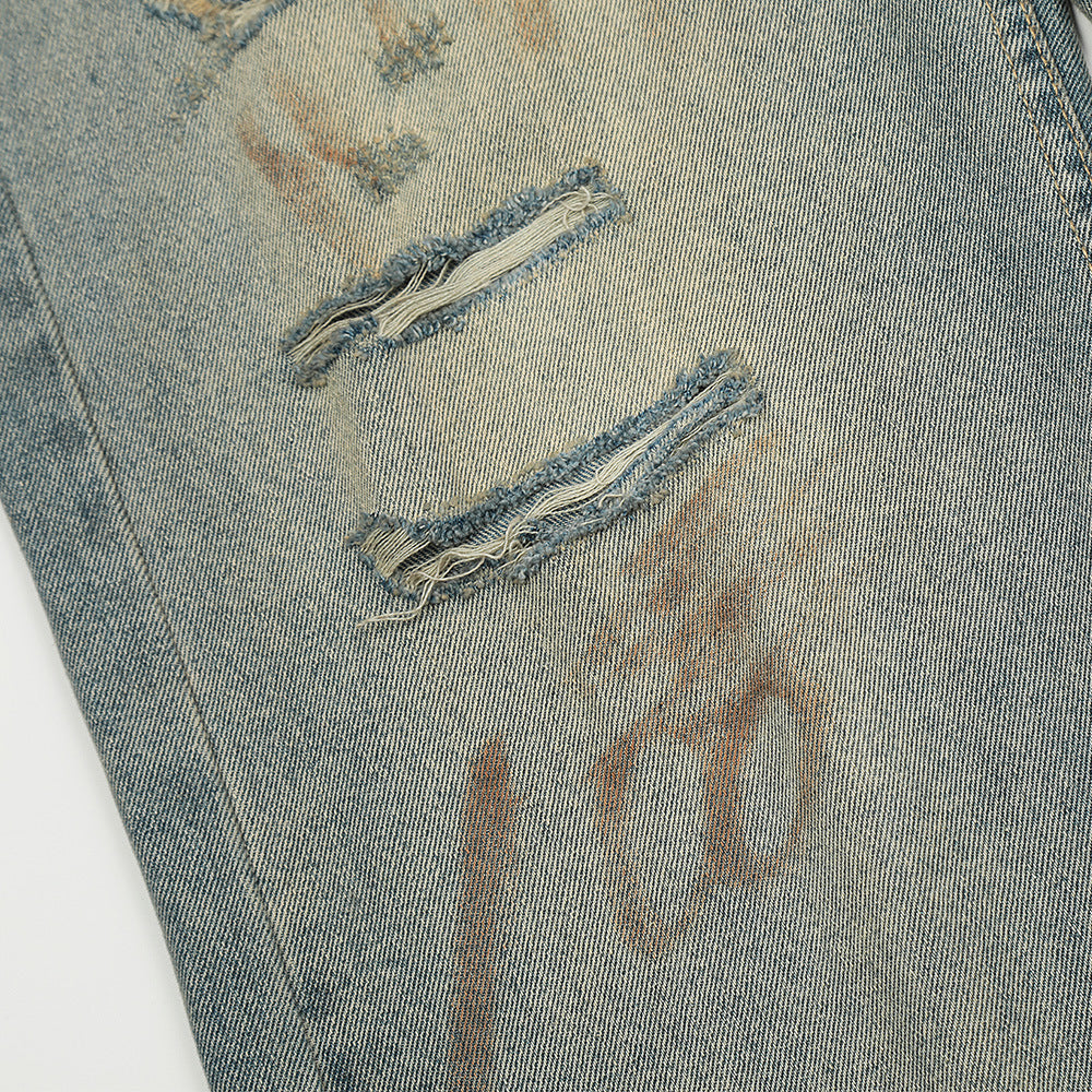 American-Style Distressed Washed Jeans