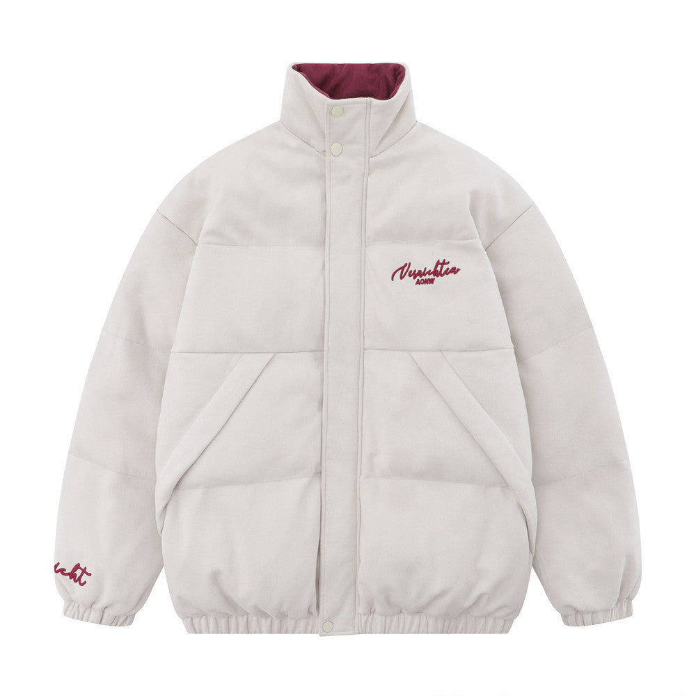 High Street Fashion Brand Embroidered Letters Stand-up Collar Cotton-padded Coat Coat