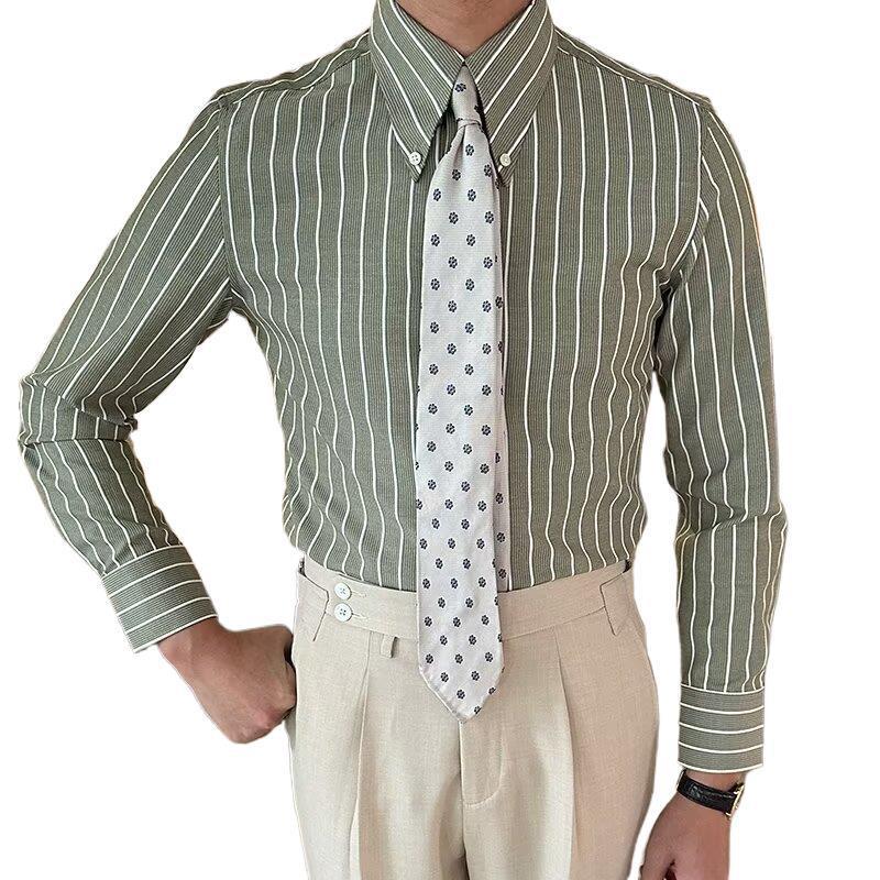 Men's Vintage Stripe Slim-Fit Long Sleeve Shirt