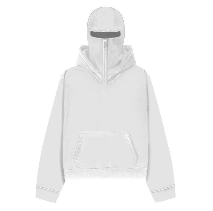 American Street Style Double Hood Round Neck Cardigan
