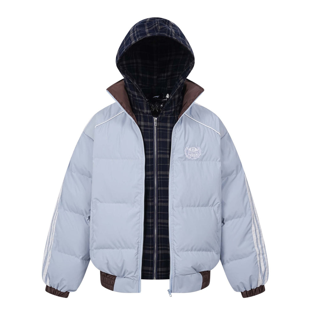 DualLayer Letter Embroidered Hooded Jacket