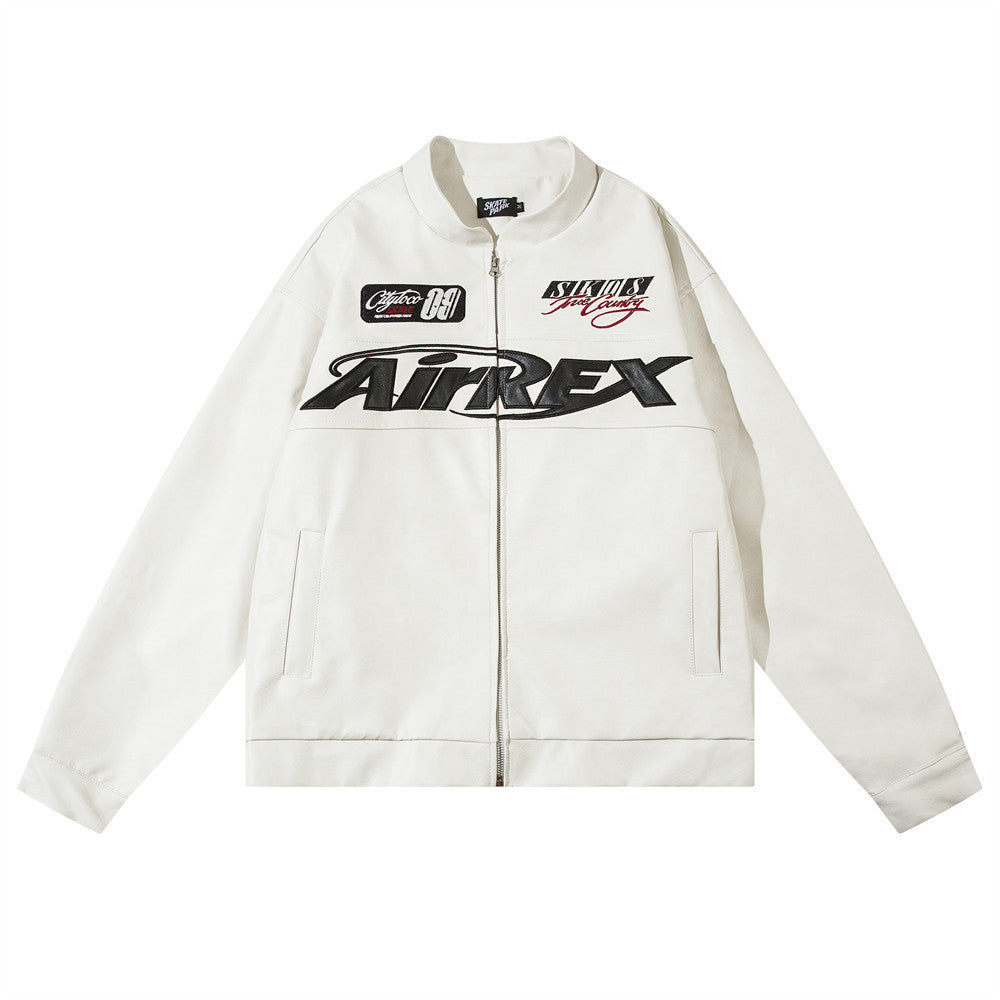 ValorMen Embroidered PU Leather Jacket