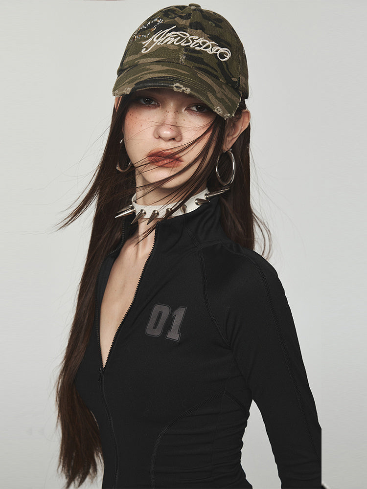 Embroidered Retro Crystal Denim Cap