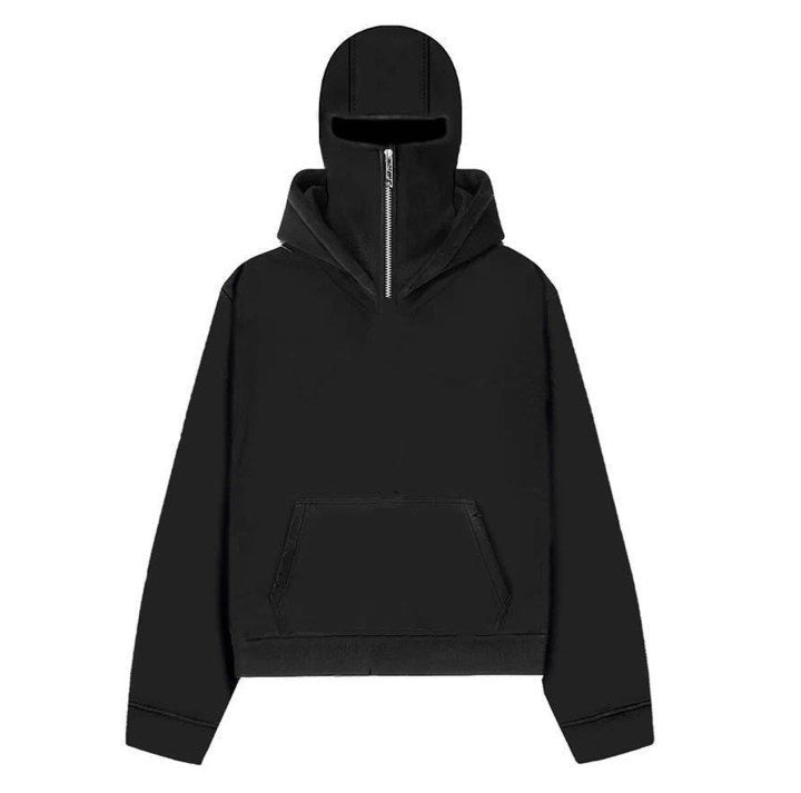 American Street Style Double Hood Round Neck Cardigan