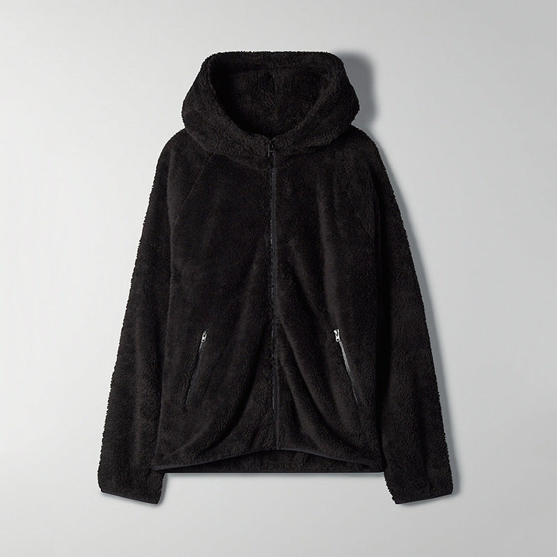 Luxe Fleece Zip Hooded Blazer for Women