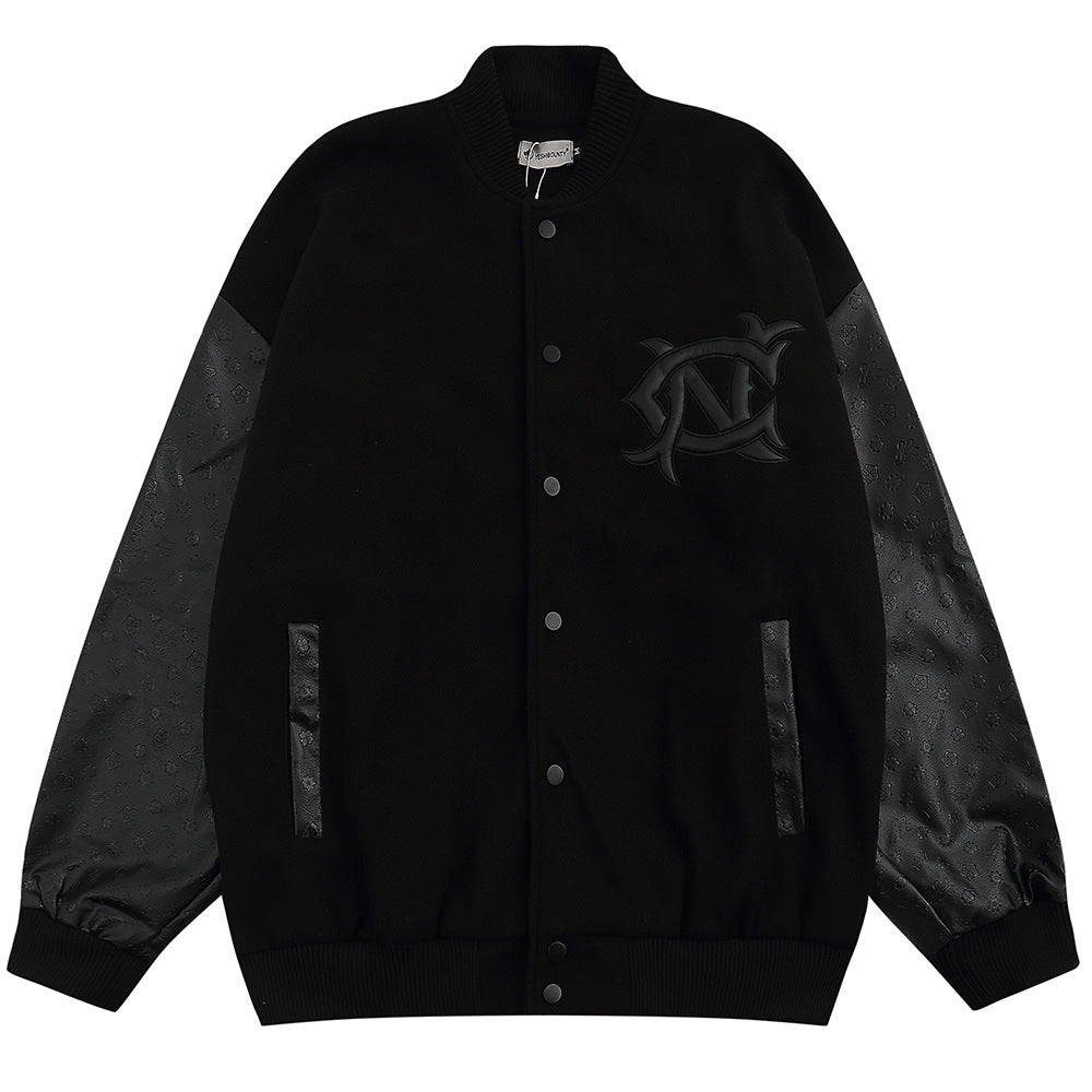 HaloGuard Embroidered Angel Varsity Bomber Jacket