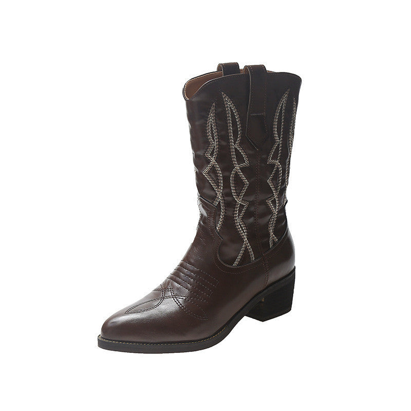 Pointed Toe Thick Heel Boots