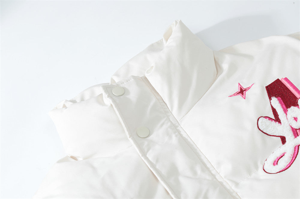 Letter Printing Stand Collar Cotton-padded Coat Men