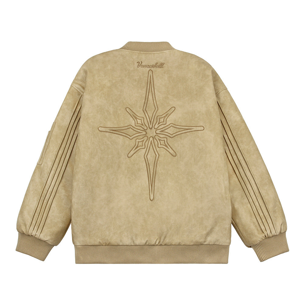 Men’s Embroidered Signature PU Leather Jacket