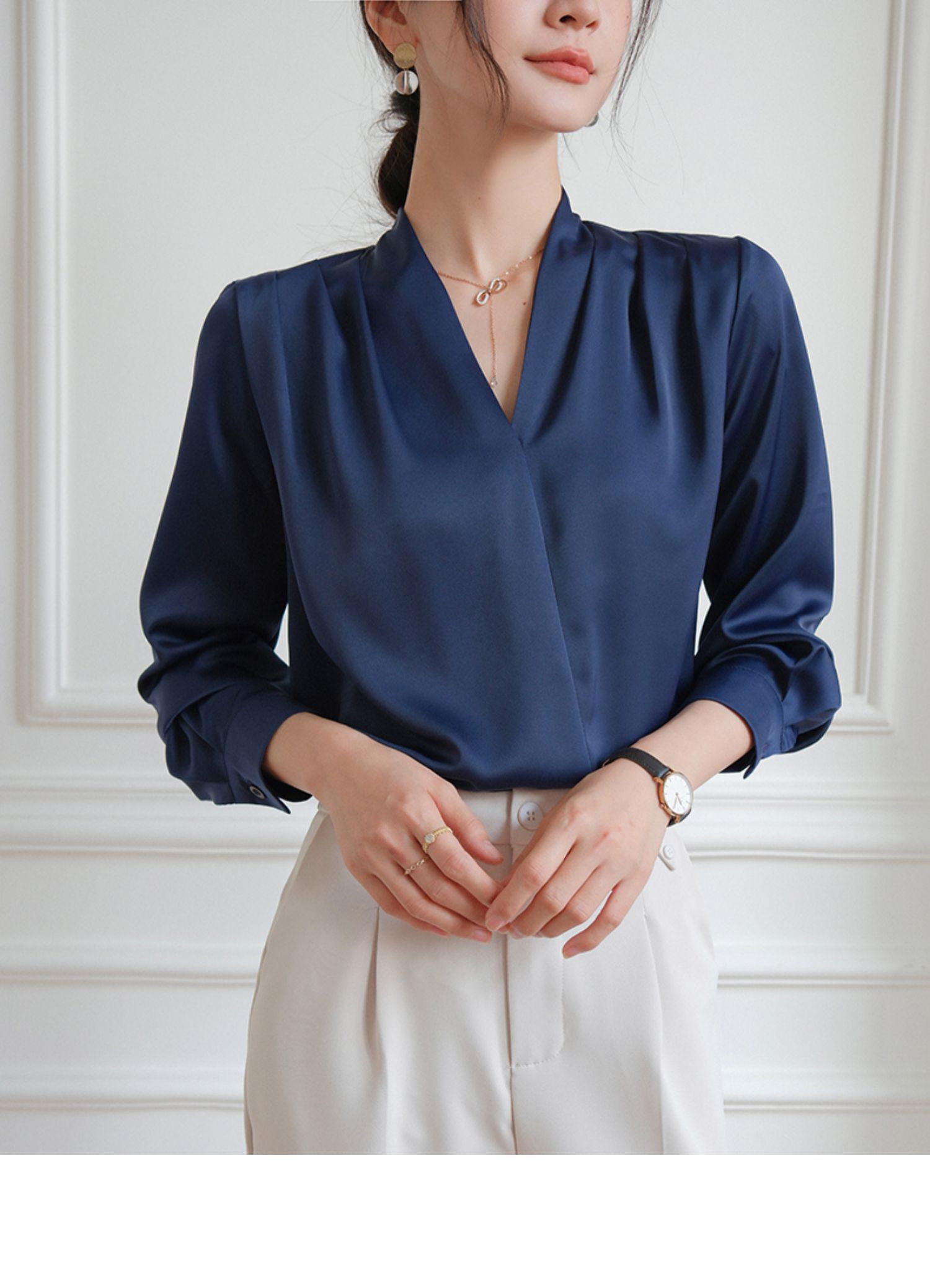 Satin V-Neck Elegance Shirt