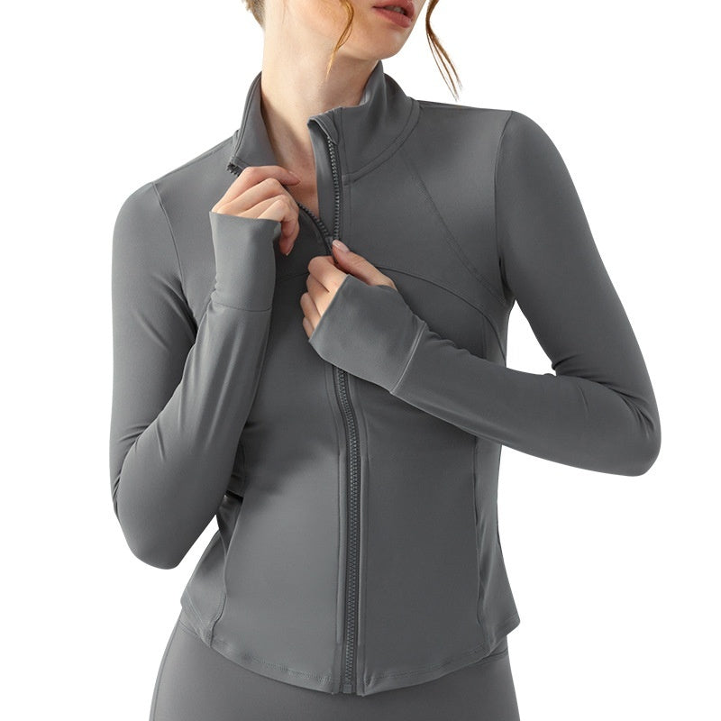 Autumn And Winter Slim Fit Slimming Zipper Yoga Clothes Long Sleeve Outdoor Workout Top