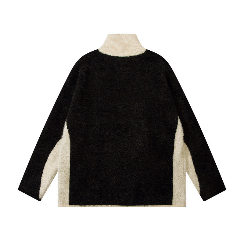 Echelon Patchwork High-Neck Sweater