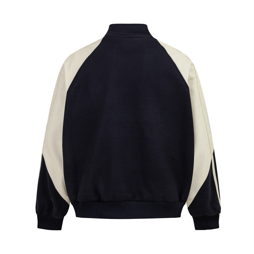 Stitched Leather Baseball Jacket