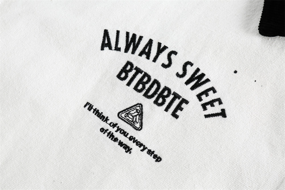 Colorblock Polo-Collar Retro Sport Jacket